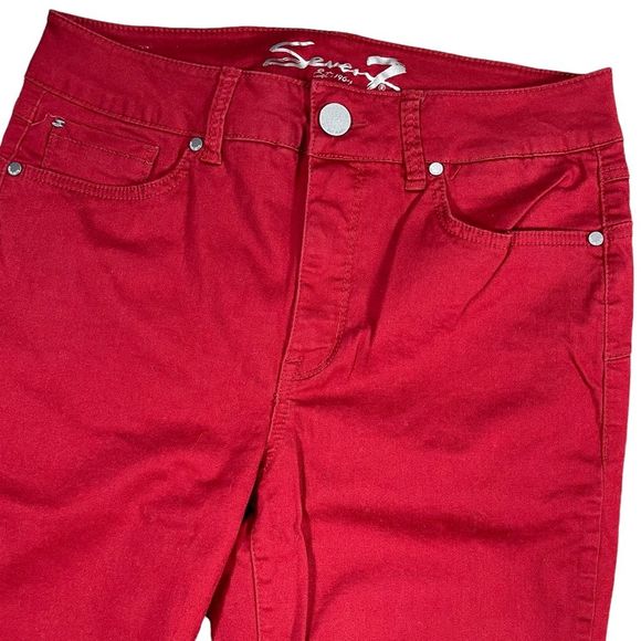 Seven7 size 10 bright red high rise skinny booty shaper jeans like new condition - Picture 5 of 13